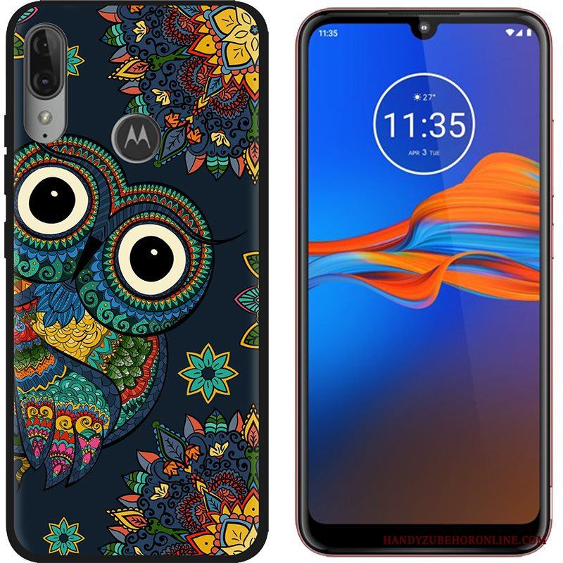 Moto E6 Plus Fodral Skal Telefon Bra Försäljning Svart Grön Duk Nubuck