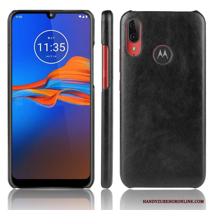 Moto E6 Plus Mobil Telefon Röd Skydd Skal Läder Kvalitet Fodral