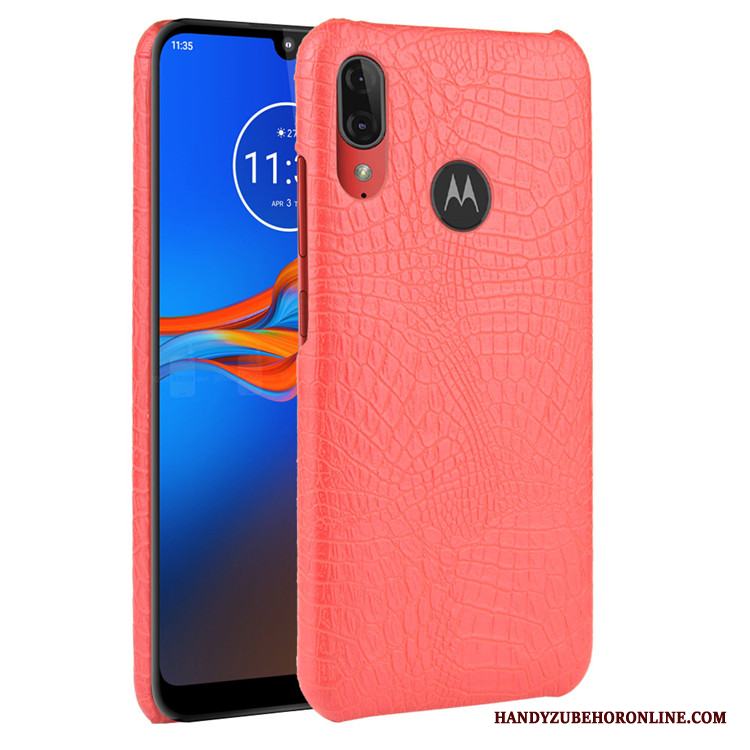 Moto E6 Plus Mönster Fodral Hård Svart Skal Trend Läder