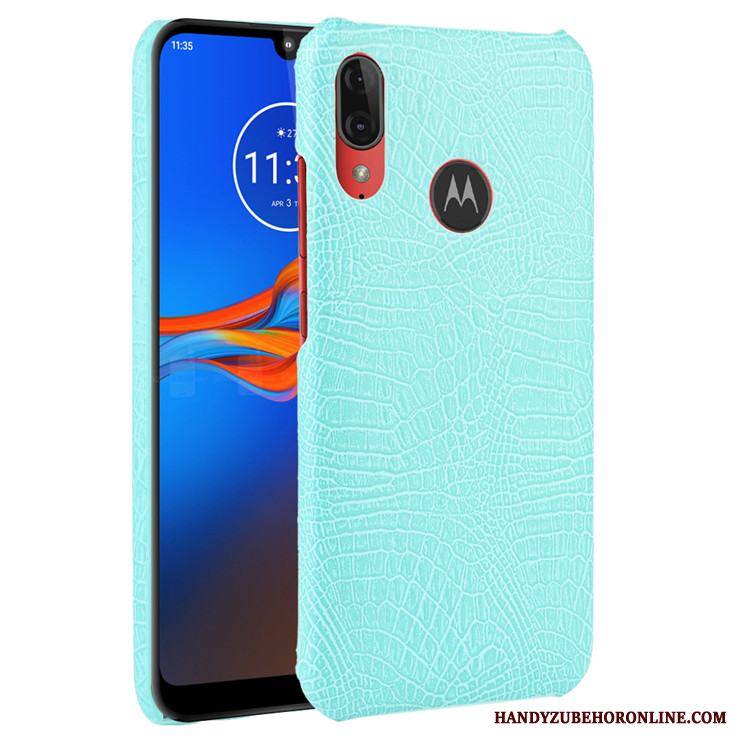 Moto E6 Plus Mönster Fodral Hård Svart Skal Trend Läder