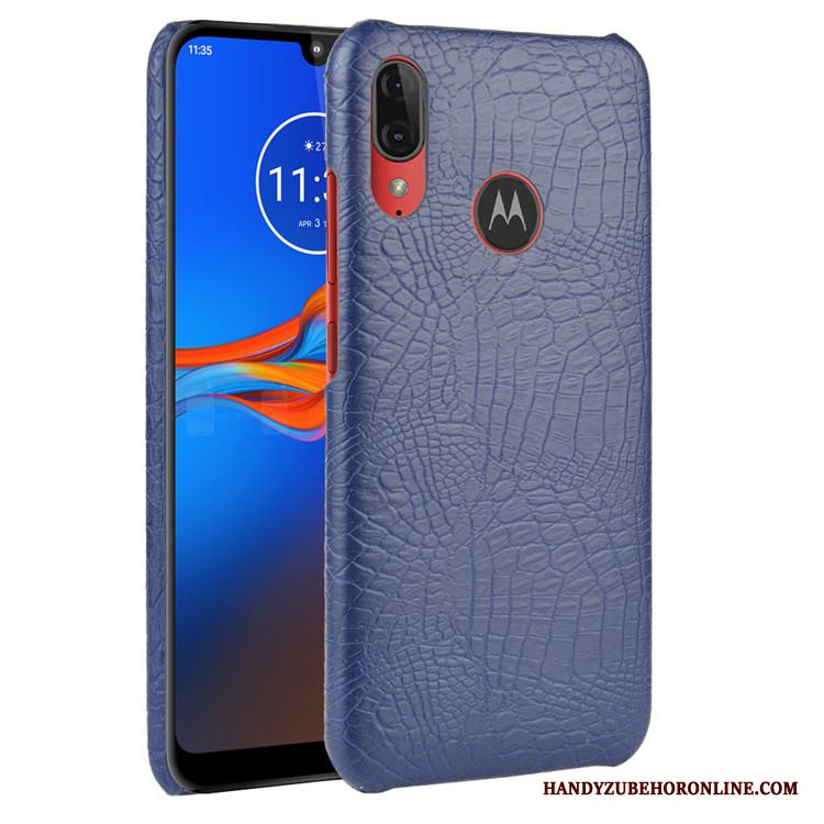 Moto E6 Plus Mönster Fodral Hård Svart Skal Trend Läder