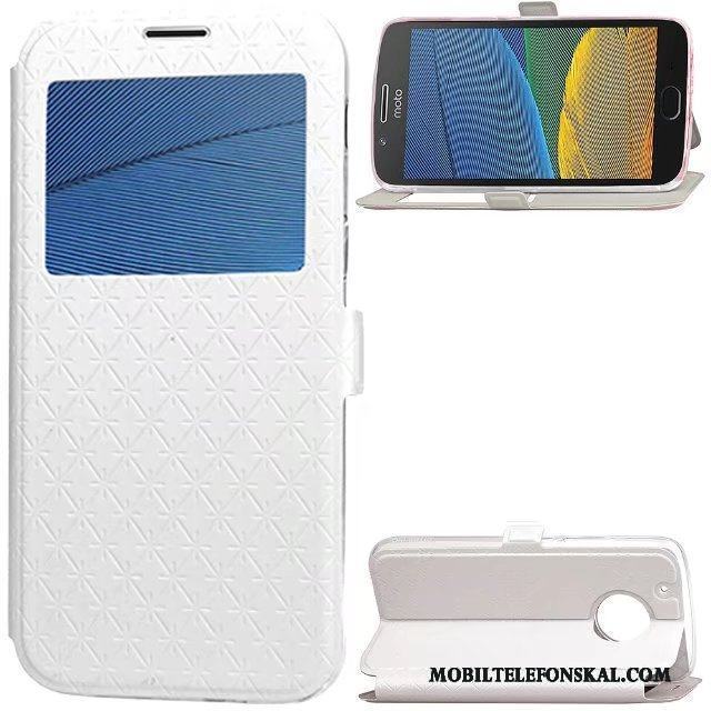 Moto G5 Mobil Telefon Läderfodral Täcka Purpur Skydd Diamantform Skal Telefon