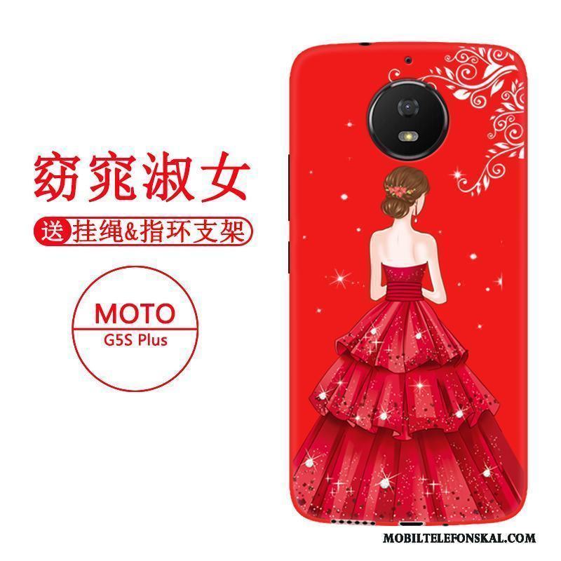 Moto G5 Plus Skydd Skal Telefon Fodral Personlighet Röd Silikon Mjuk