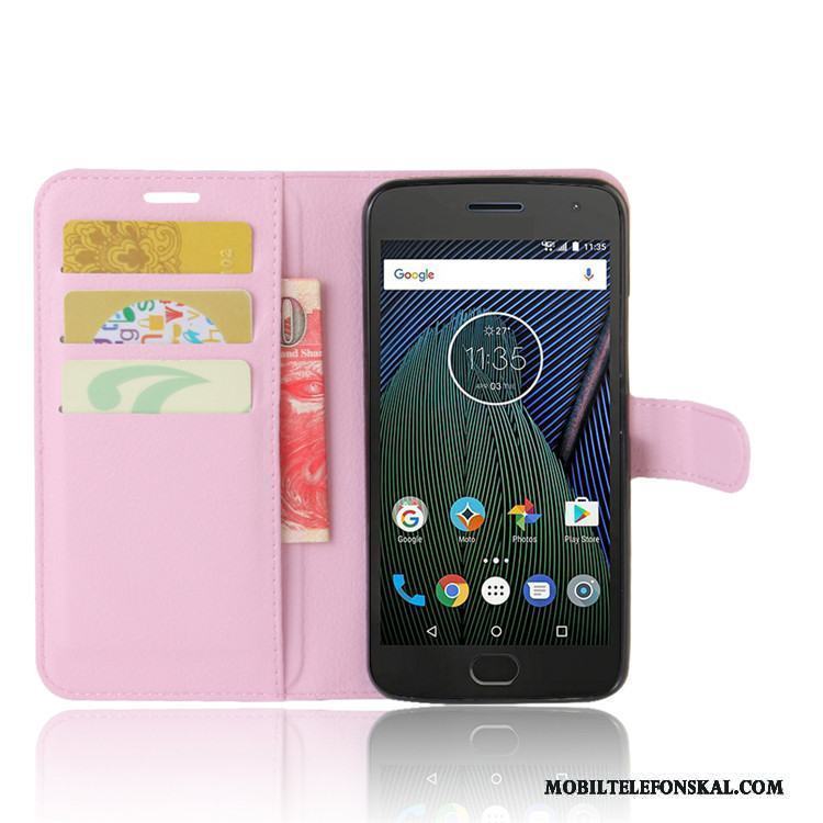 Moto G5 Skal Ljusblå Skydd Plånbok Mobil Telefon Kort Fodral Läderfodral