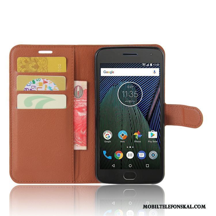 Moto G5 Skal Ljusblå Skydd Plånbok Mobil Telefon Kort Fodral Läderfodral