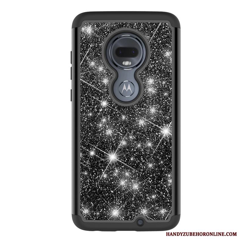 Moto G7 Net Red Skal Telefon Rosa Läder Fallskydd Personlighet Pulver