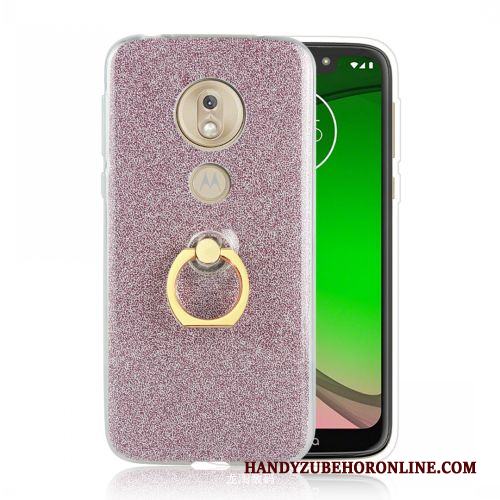 Moto G7 Play Silver Trend Ring Skal Telefon Fodral Mjuk Europa