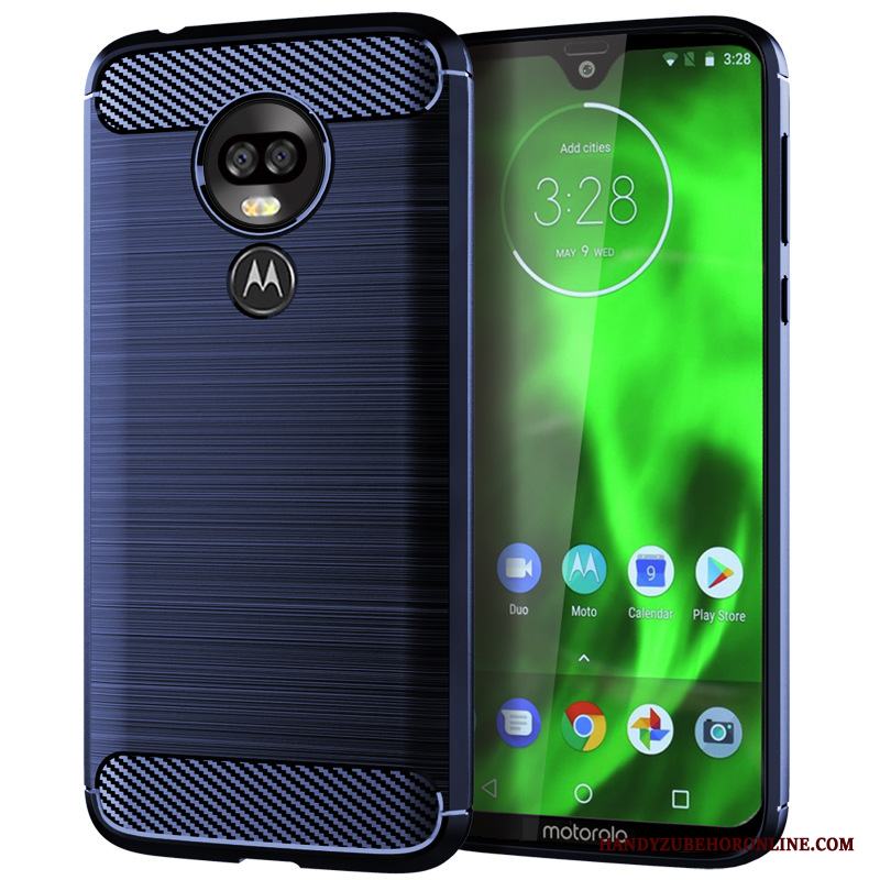 Moto G7 Plus Silke Silikon Mjuk Mönster Skal Telefon Fodral Blå