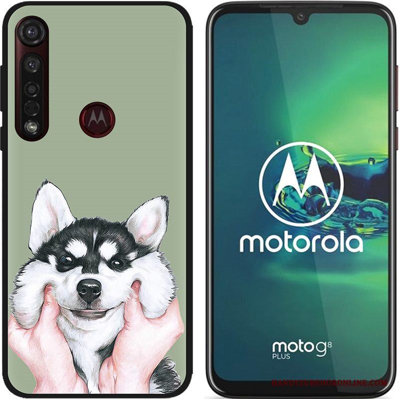 Moto G8 Plus Pu Målade Skal Telefon Rosa Nubuck Bra Försäljning Svart