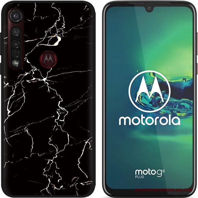 Moto G8 Plus Pu Målade Skal Telefon Rosa Nubuck Bra Försäljning Svart