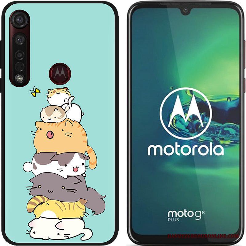 Moto G8 Plus Pu Målade Skal Telefon Rosa Nubuck Bra Försäljning Svart