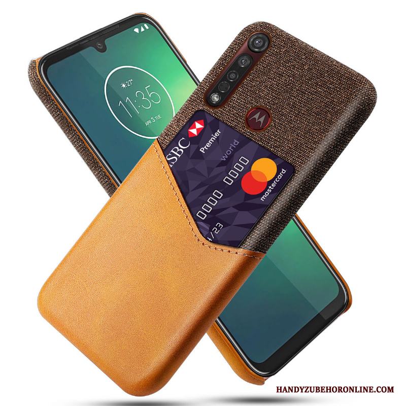 Moto G8 Plus Röd Cool Business Fodral Läderfodral Skal Telefon Mönster