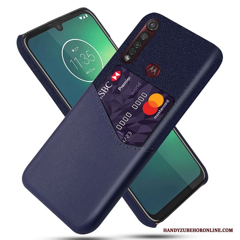 Moto G8 Plus Röd Cool Business Fodral Läderfodral Skal Telefon Mönster