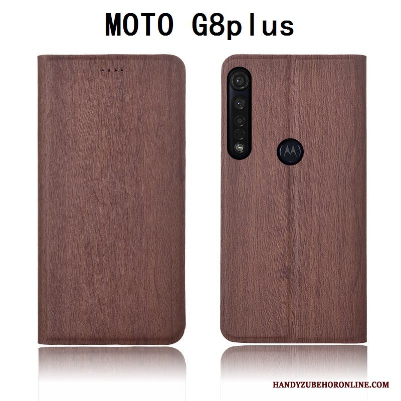 Moto G8 Plus Silikon Läderfodral Skal Telefon Clamshell Mjuk Mönster Skydd