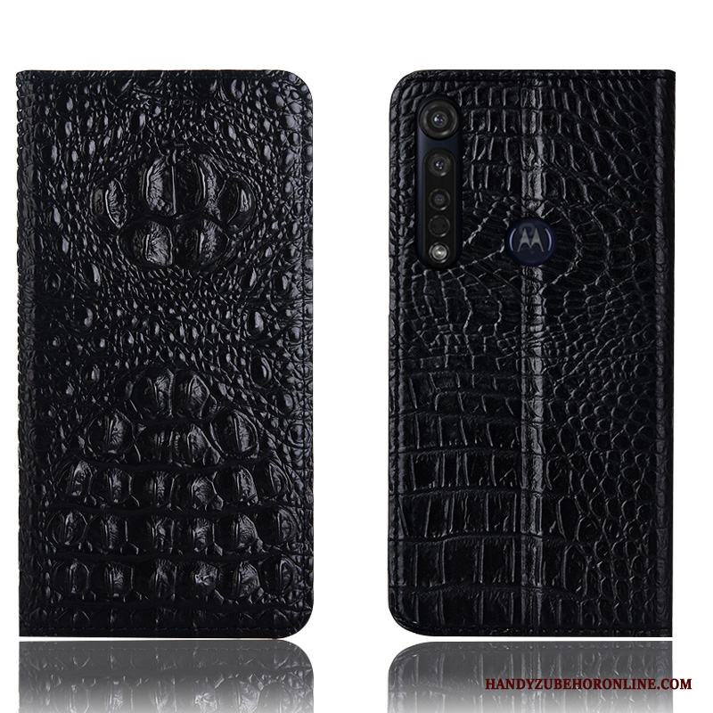 Moto G8 Plus Skal Fodral All Inclusive Krokodilmönster Täcka Blå Skydd Läderfodral