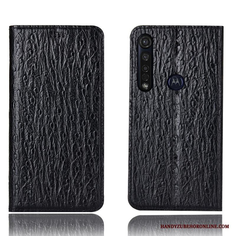 Moto G8 Plus Skydd Mönster Fodral All Inclusive Skal Telefon Fågel Äkta Läder