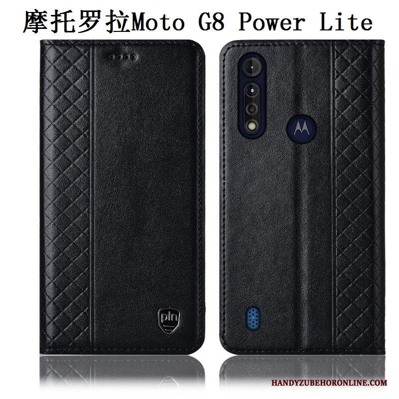 Moto G8 Power Lite Fodral Brun Fallskydd Äkta Läder Skal Telefon All Inclusive