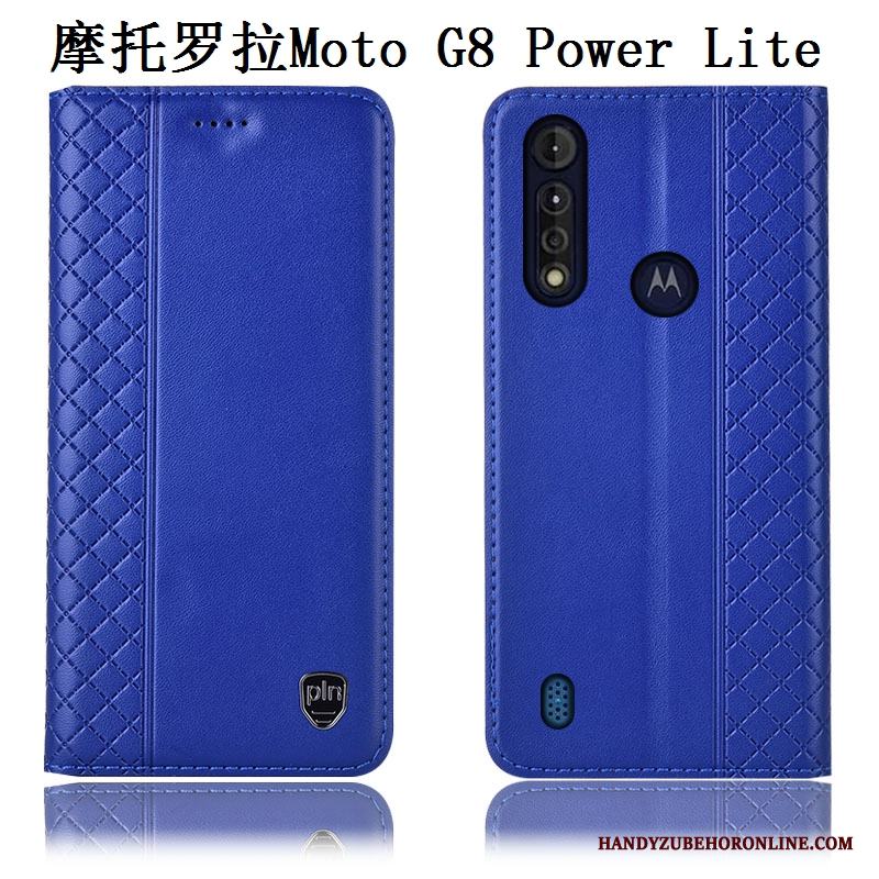 Moto G8 Power Lite Fodral Brun Fallskydd Äkta Läder Skal Telefon All Inclusive