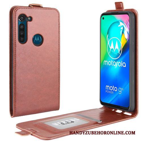 Moto G8 Power Skal Fodral Täcka Support Skydd Plånbok Läderfodral Kort