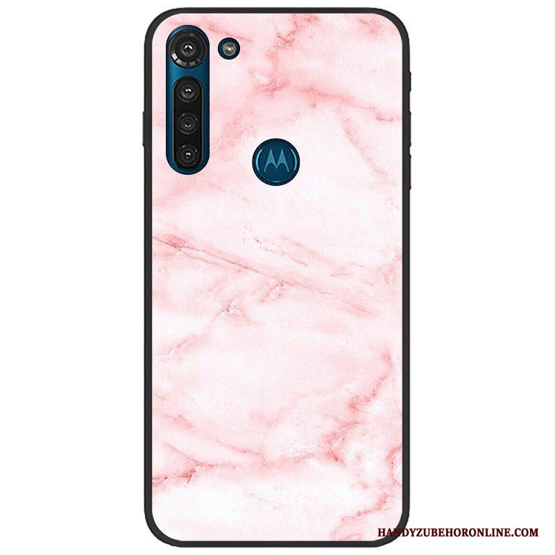 Moto G8 Power Skal Telefon Pu Fodral Mjuk Rosa Trend Duk