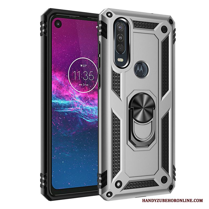 Motorola One Action Bil Ring Support Fallskydd Rosa Magnetic Skal Telefon