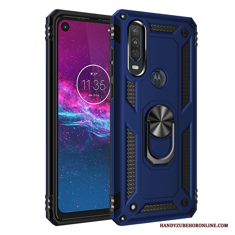 Motorola One Action Bil Ring Support Fallskydd Rosa Magnetic Skal Telefon