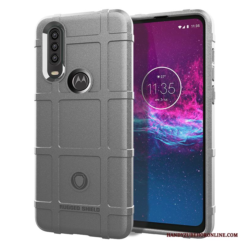 Motorola One Action Mjuk Svart Silikon Skal Telefon Fallskydd Fodral Pu