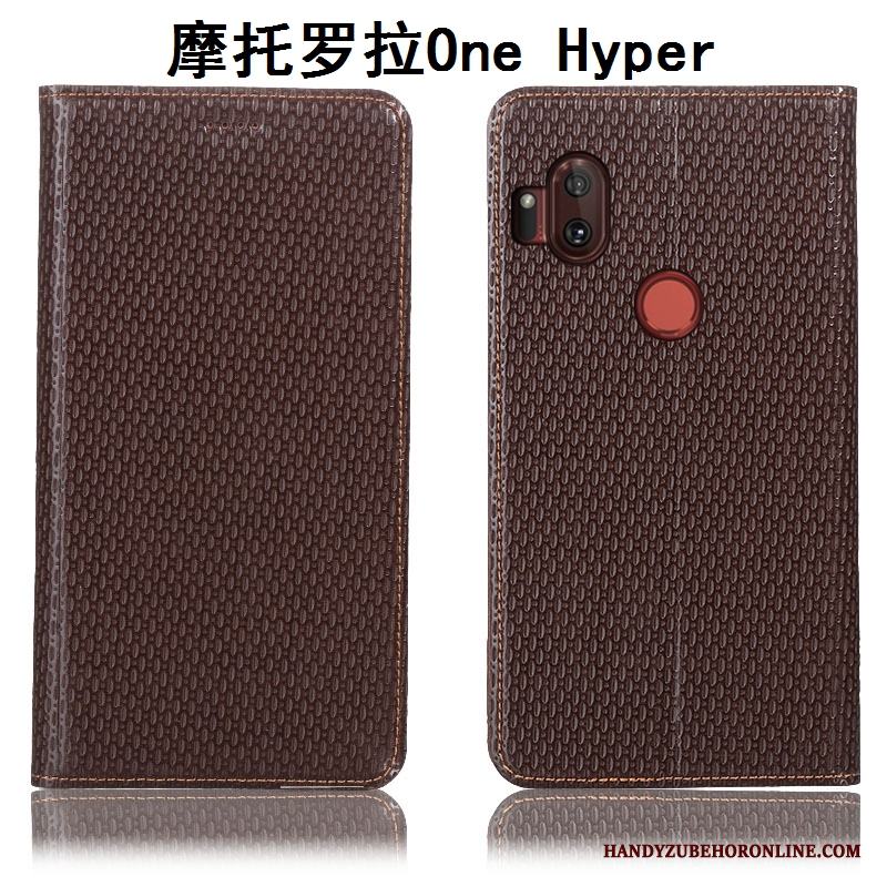 Motorola One Hyper Skydd Äkta Läder Fallskydd All Inclusive Fodral Skal Telefon