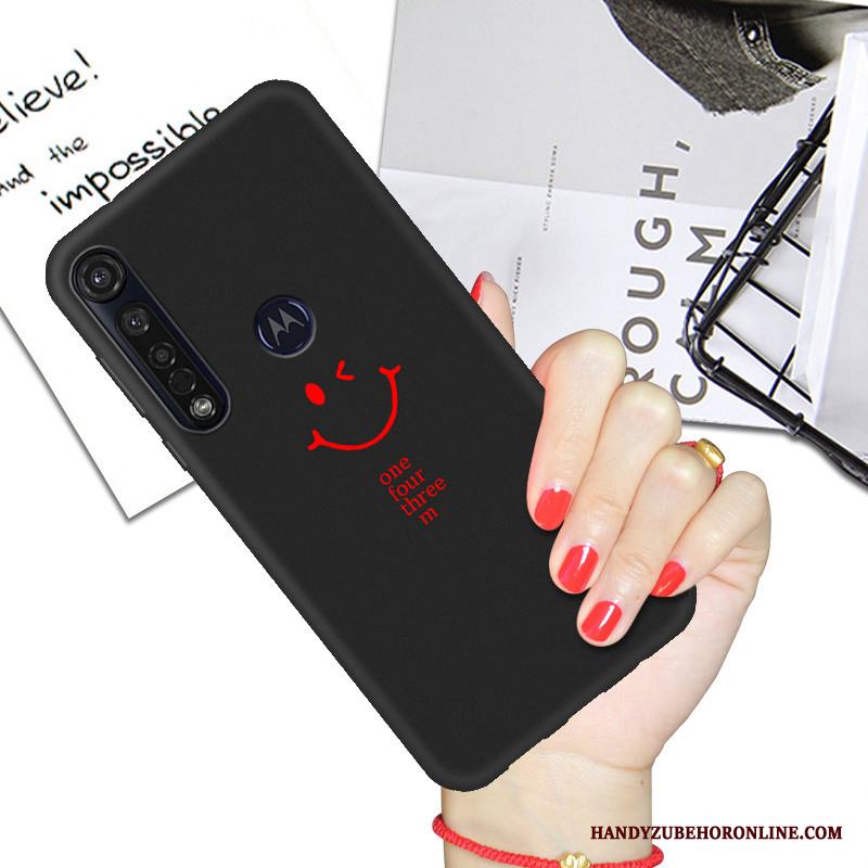 Motorola One Macro Skydd Mjuk Fodral Skal Telefon Tecknat Svart Par