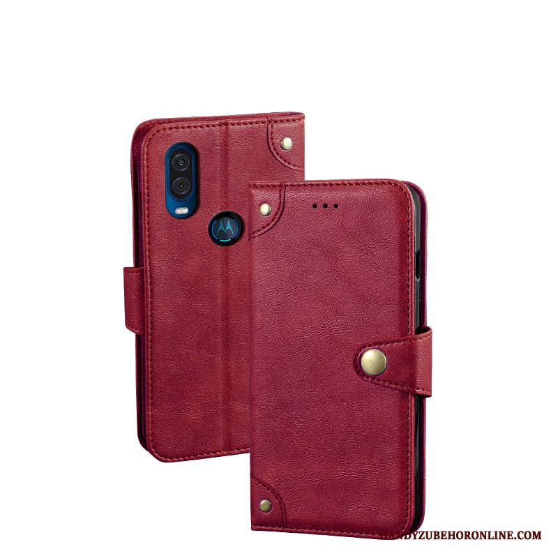 Motorola One Vision Svart Ny Mobil Telefon Skal Läderfodral Clamshell Skydd