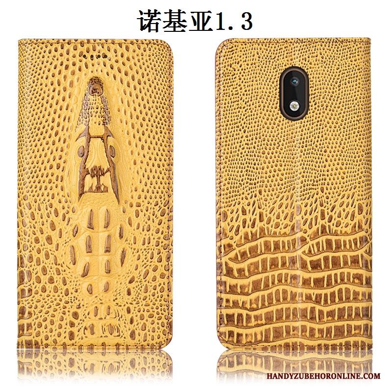 Nokia 1.3 Gul Skal Telefon Fallskydd Fodral Äkta Läder All Inclusive Täcka