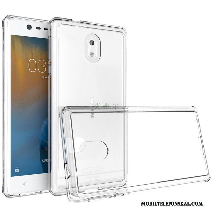 Nokia 3 Fallskydd Mjuk Svart Skal Telefon Fodral Transparent