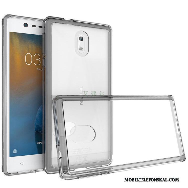 Nokia 3 Fallskydd Mjuk Svart Skal Telefon Fodral Transparent