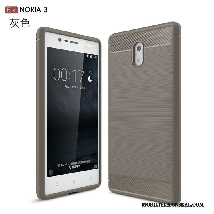 Nokia 3 Silke Skal Telefon Fodral Mjuk Grön Skydd Kostfiber