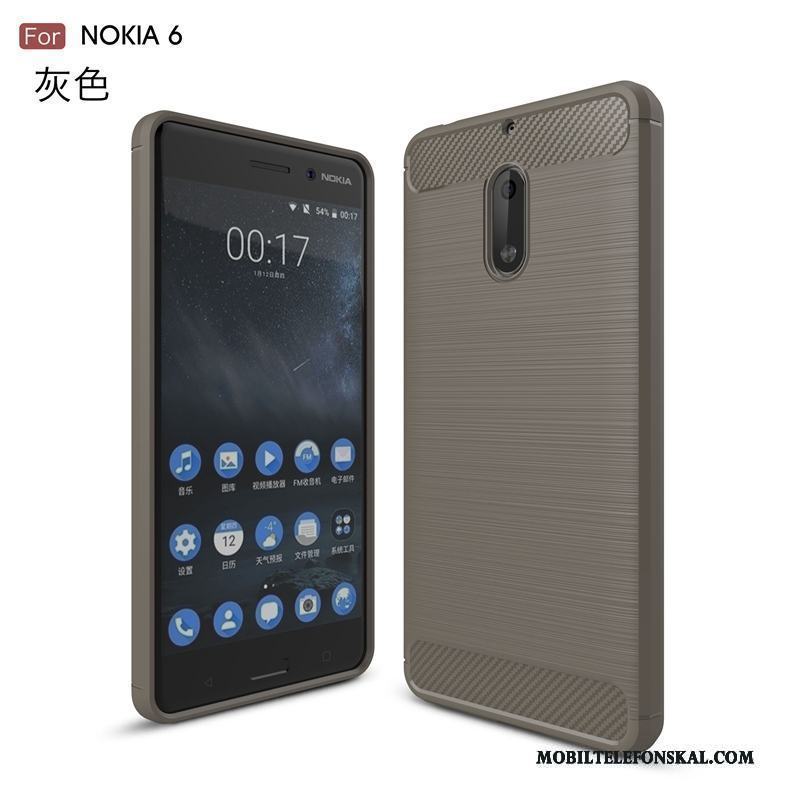 Nokia 6 Skal Telefon Kostfiber Fallskydd Mönster Mjuk Fodral Silikon