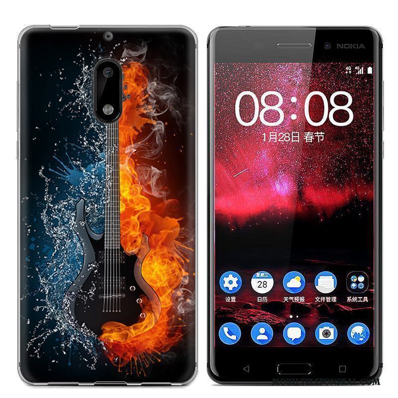 Nokia 6 Skydd Målade Trend Skal Blå Mobil Telefon Fodral