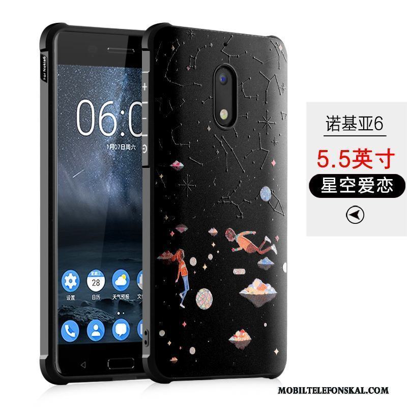 Nokia 6 Svart Fodral Skal Trend Fallskydd Silikon Tecknat