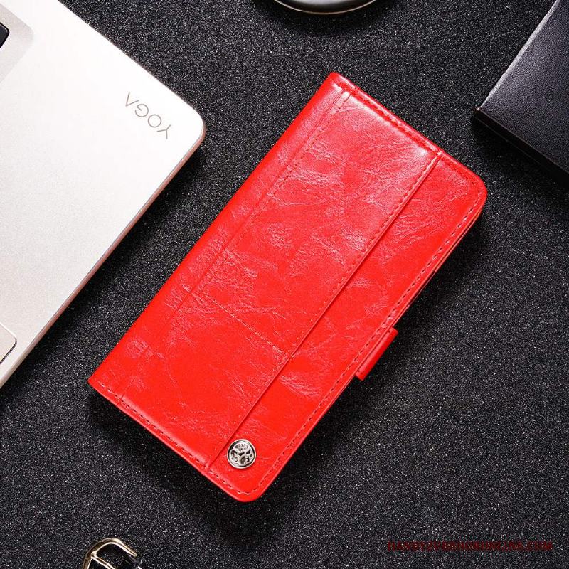 Nokia 7.1 Skal Läderfodral Mobil Telefon Skydd Röd Plånbok