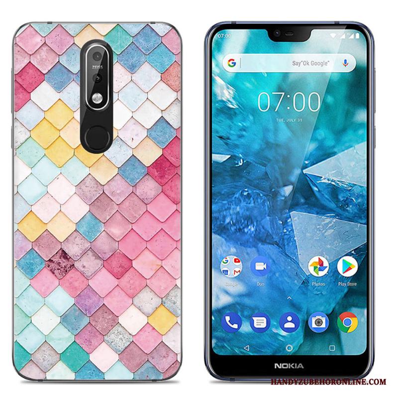 Nokia 7.1 Tecknat Skal Telefon Kreativa Stor Mobil Telefon Silikon Fodral