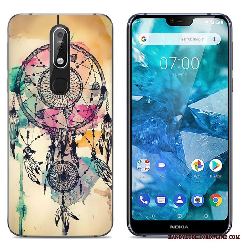 Nokia 7.1 Tecknat Skal Telefon Kreativa Stor Mobil Telefon Silikon Fodral