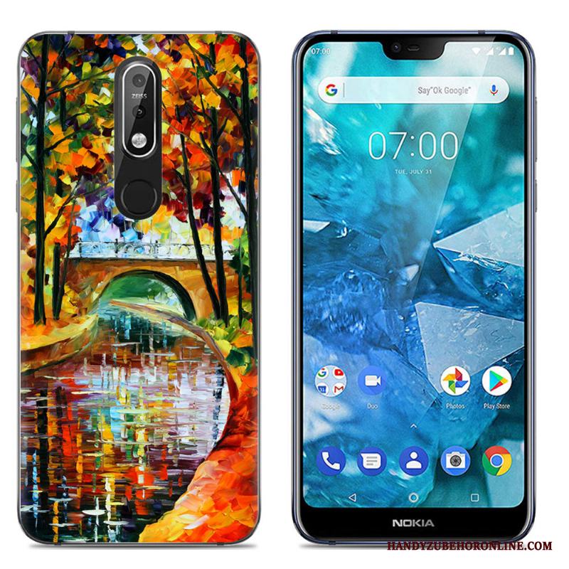 Nokia 7.1 Tecknat Skal Telefon Kreativa Stor Mobil Telefon Silikon Fodral