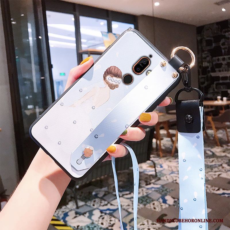 Nokia 7 Plus Fallskydd Kinesisk Stil Purpur Skal Telefon Hängsmycken