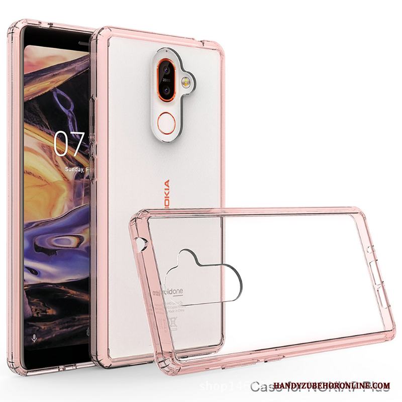 Nokia 7 Plus Svart Fodral Frame Fallskydd Skal Telefon Transparent