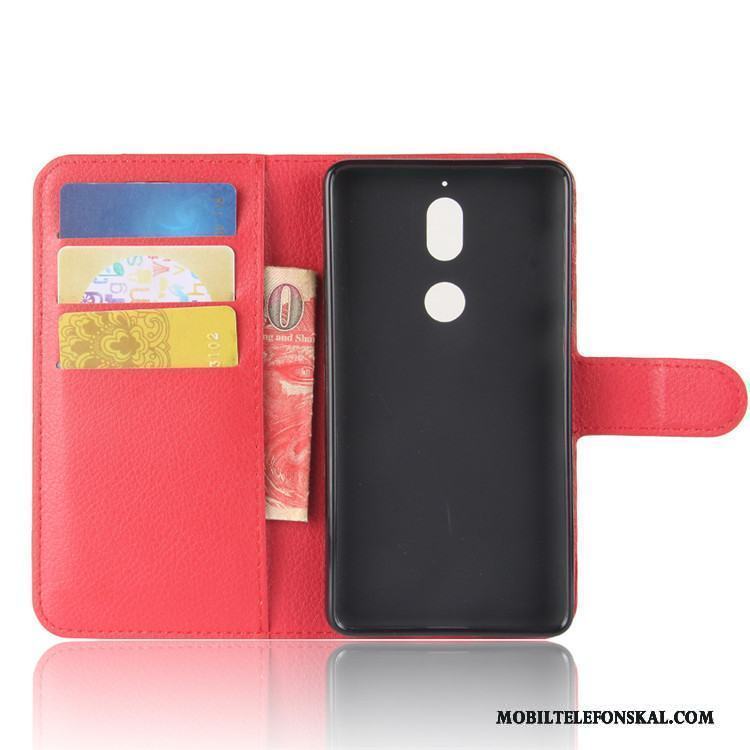 Nokia 7 Plånbok Täcka Läderfodral Skal Retro Telefon Röd