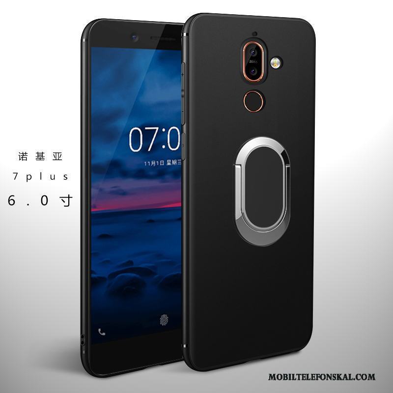 Nokia 7 Skal Nubuck Svart Fodral Fallskydd Silikon All Inclusive Mjuk