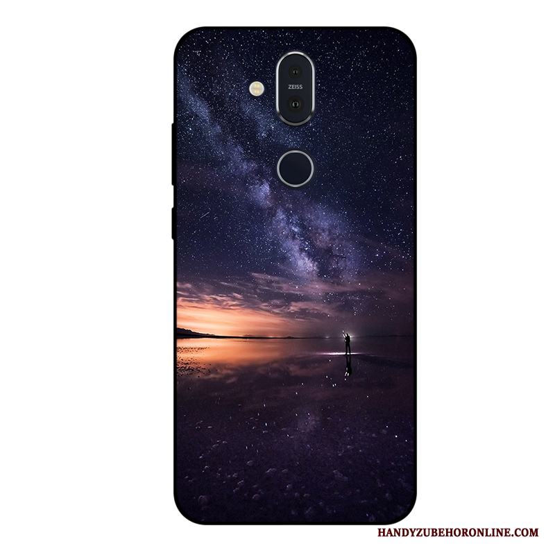 Nokia 8.1 All Inclusive Skal Telefon Stjärna Purpur Fallskydd Fodral Mjuk