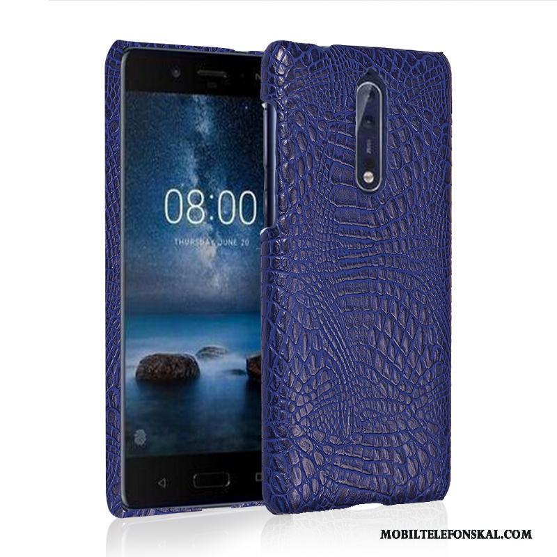 Nokia 8 Fallskydd Skal Telefon Täcka Fodral Läderfodral Ljusblå Plånbok