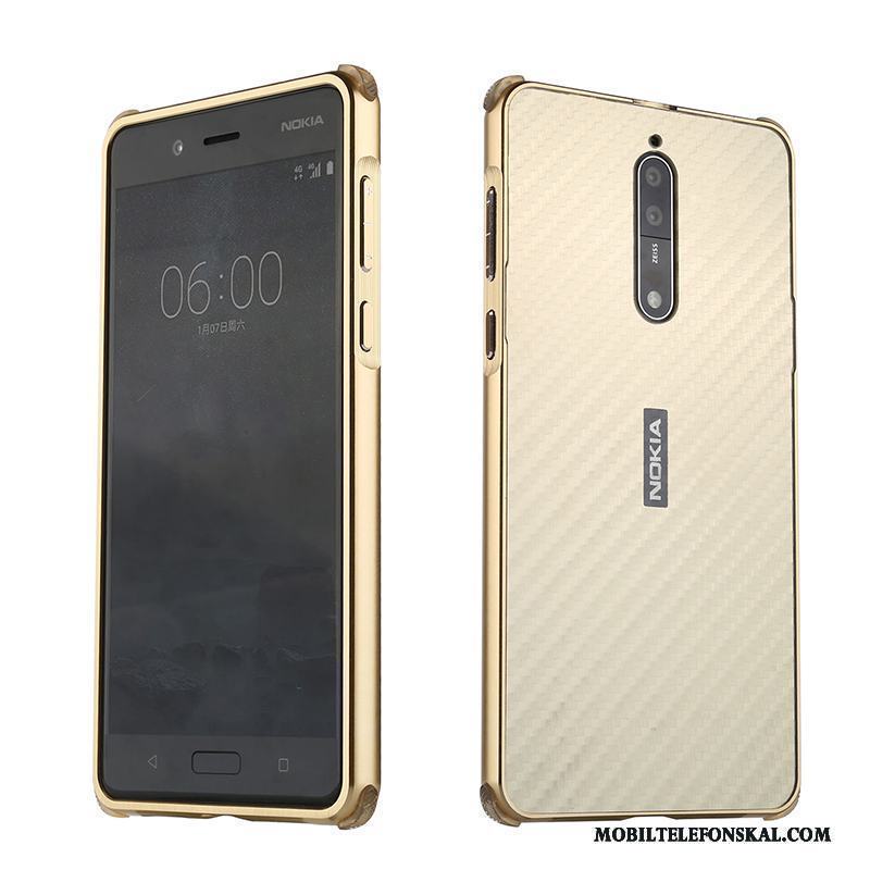 Nokia 8 Frame Skydd Rosa Guld Fodral All Inclusive Fallskydd Skal Telefon