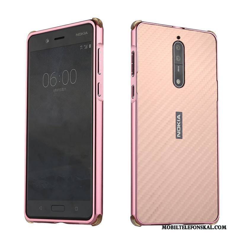 Nokia 8 Frame Skydd Rosa Guld Fodral All Inclusive Fallskydd Skal Telefon