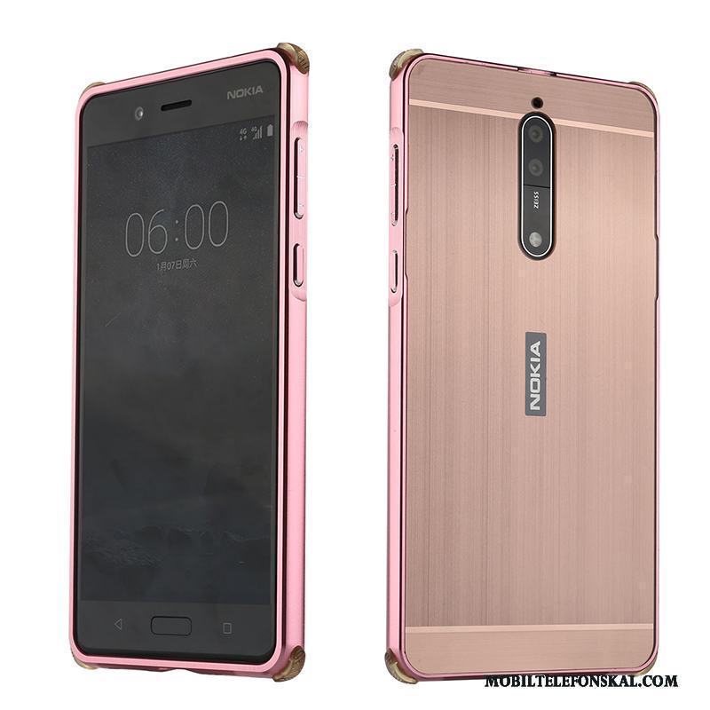 Nokia 8 Metall Trend Silver Personlighet Frame Skal Telefon Hård